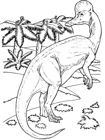 Corythosaurus Duck Billed Dinosaur Coloring Page